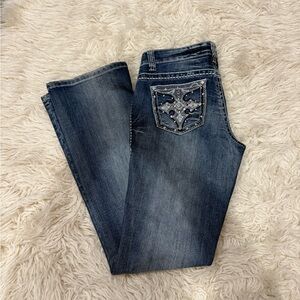 Soundgirl Blue Boot Cut Jeans with Embellished Pocket